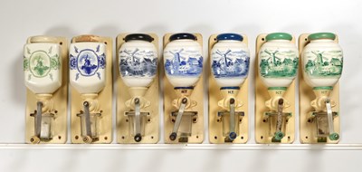 Lot 24 - Seven Wall Mounted Coffee Grinders