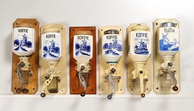 Lot 25 - Six Wall Mounted Coffee Grinders