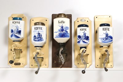 Lot 28 - Five Wall Mounted Coffee Grinders