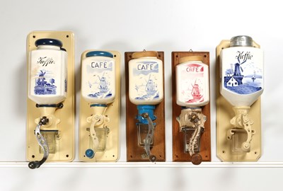 Lot 29 - Five Wall Mounted Coffee Grinders