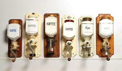 Lot 46 - Six Wall Mounted Coffee Grinders