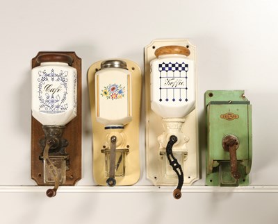 Lot 144 - Four Wall Mounted Coffee Grinders