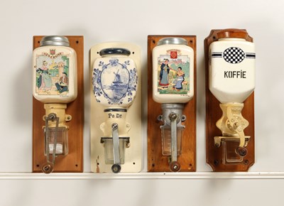 Lot 344 - Eight Wall Mounted Coffee Grinders