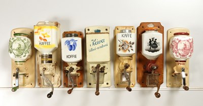 Lot 349 - Eight Wall Mounted Coffee Grinders