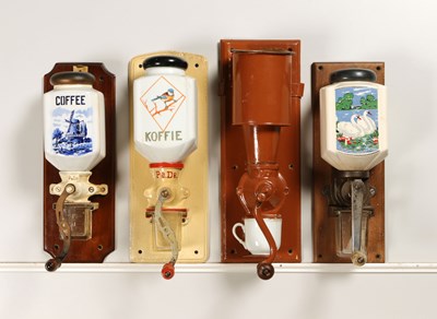 Lot 351 - Eight Wall mounted Coffee grinders