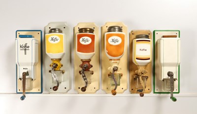 Lot 355 - Six Wall Mounted Coffee Grinders