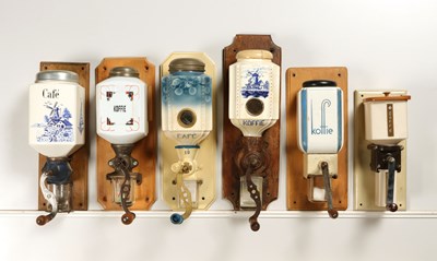 Lot 358 - Seven Wall Mounted Coffee Grinders