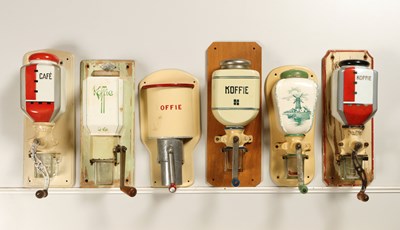 Lot 361 - Six Wall Mounted Coffee Grinders