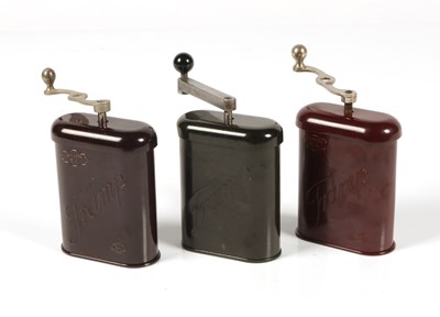 Lot 418 - Three Tramp Bakelite Coffee Grinders, 1940