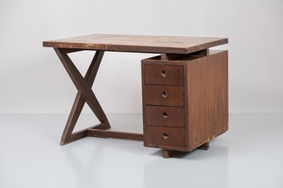 Lot 8 - A Teak X-Leg Desk, by Pierre Jeanneret (1896–1967)