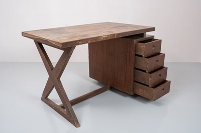 Lot 8 - A Teak X-Leg Desk, by Pierre Jeanneret (1896–1967)