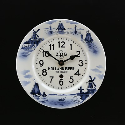 Lot 882 - A Holland Beer The Hague ZHB Blue Delft Ceramic Wall Clock