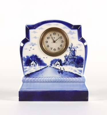 Lot 842 - A Blue Delft Ceramic Mantel Clock