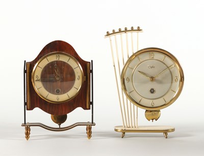 Lot 847 - Two Brass and Wood Pendulum Mantel Clocks