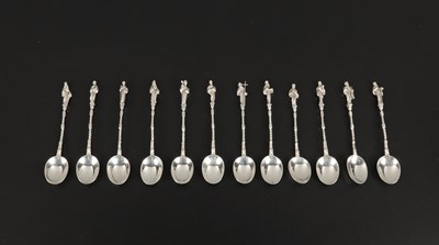 Lot 47 - Twelve Silver Apostles Spoons, First Half 20th century.