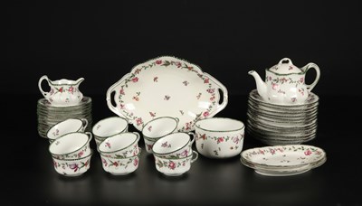 Lot 79 - Antiek 42-delig Porselein Ontbijt Servies