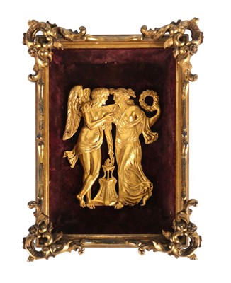 Lot 162 - Vuurvergulde Messing Empire Applique van Amor en Psyche