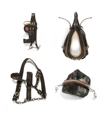 Lot 511 - Antique horse harness, consisting of a leather horse harness with hames, bridle, breaching and saddle