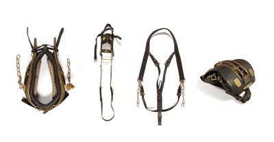 Lot 512 - Antique horse harness, consisting of a leather horse harness with hames, bridle, breaching and saddle