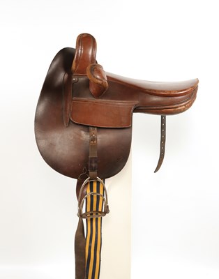 Lot 514 - Leather side saddle lady, with metal stirrups