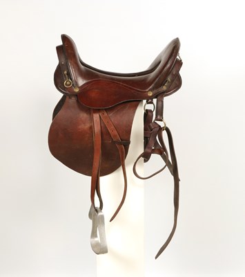 Lot 525 - Canadian Mounty Police Saddle, with girts and metal stirrups