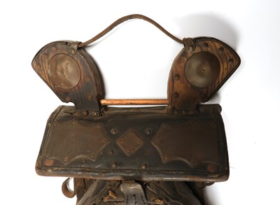Lot 531 - Antique leather and wood horse collar harness