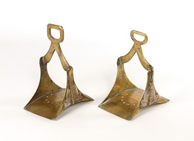 Lot 550 - A pair of 19th century Ottoman gilt-steel stirrups