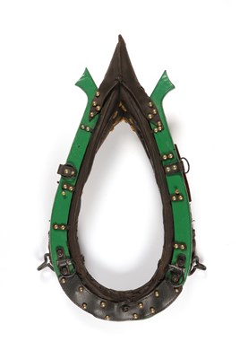 Lot 572 - Antique leather and wood horse collar harness