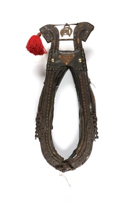 Lot 573 - Antique leather and wood horse collar harness