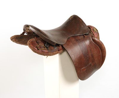 Lot 588 - Dutch cavalry leather horse saddle