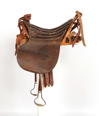 Lot 603 - Artillery saddle, with metal stirrups