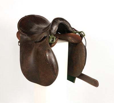 Lot 607 - Dutch cavalry leather horse saddle