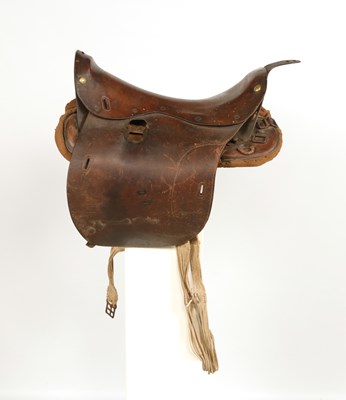 Lot 617 - Military leather horse saddle