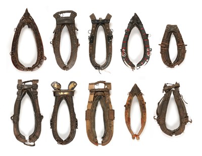 Lot 678 - Ten various horse collar harnesses