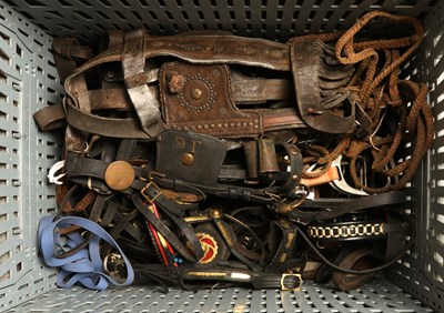 Lot 695 - Lot of various bridles, including Spanish and Saoudi-Arabian hereby some stirrups