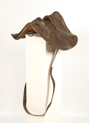 Lot 708 - Leather horse saddle, with girth