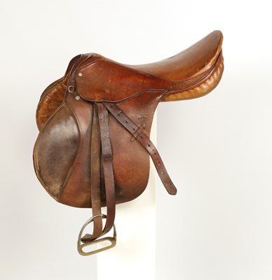 Lot 712 - Leather all purpose horse saddle, with metal stirrups