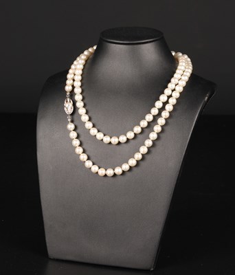 Lot 4 - Pearl Necklace with White Gold Hanger set with 36 Diamonds.