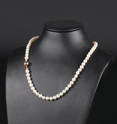 Lot 8 - Pearl Necklace with Gold Bead Closing