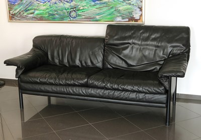 Lot 248 - Black Leather Durlet Sofa