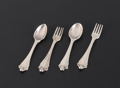 Lot 31 - Two Miniature Silver Forks and Spoons