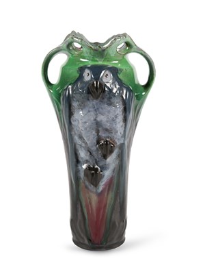 Lot 230 - A Very Rare Art Nouveau Blue Cockatoo Vase