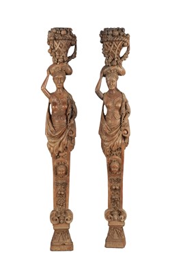 Lot 266 - Two Carved Wooden Female Figures