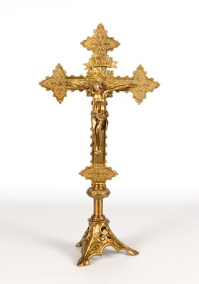 Lot 1005 - Altar cross neo-Gothic 19th Century -Brass