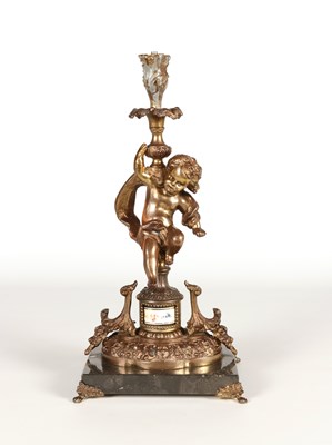 Lot 1007 - Sculpture with a Cherub Cupid Angel