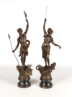 Lot 1008 - Lot with two sculptures "La Chasse"