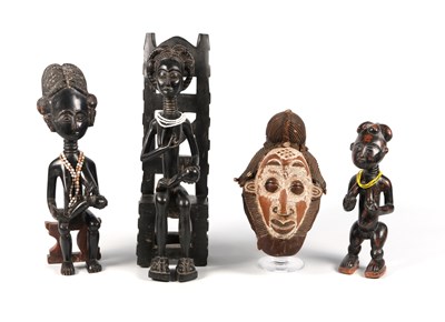 Lot 1047 - African Mask and Three Statues