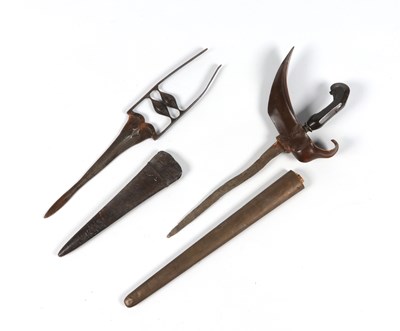 Lot 1055 - Katar Dagger Tiger Knife and a Indonesian Kris