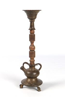 Lot 1065 - Antique water pipe brass and wood