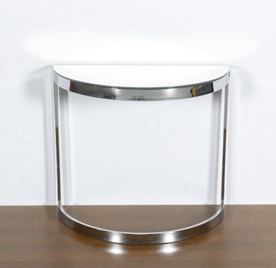 Lot 1132 - 1970's Italian Chrome & Glass Demi Lune Console Table